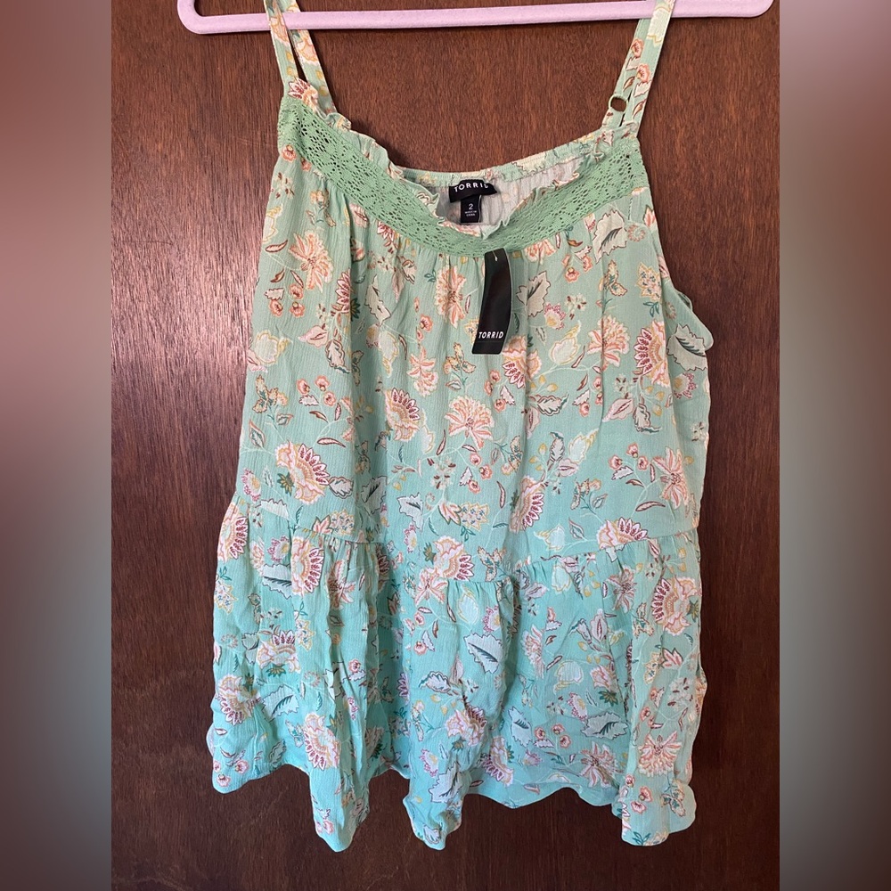 Torrid Green Smocked Sleeveless Blouse
